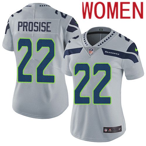 Women Seattle Seahawks 22 C. J. Prosise Nike Gray Vapor Limited NFL Jersey